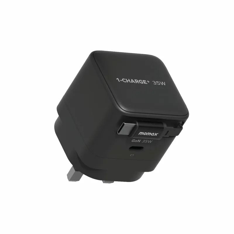 Momax 1-Charger 35W 1-Port Gan Charger With Retractable Usb-C Cable Black Momax 1-Charger 35W 1-Port Gan Charger With Retractable Usb-C Cable Black